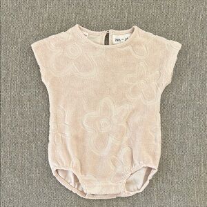 Zara Pale Pink Floral Terry Baby One-Piece